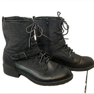 UNR8ED Alexis Black Grey  Side Zipper Combat Boots New Women’s Size 11